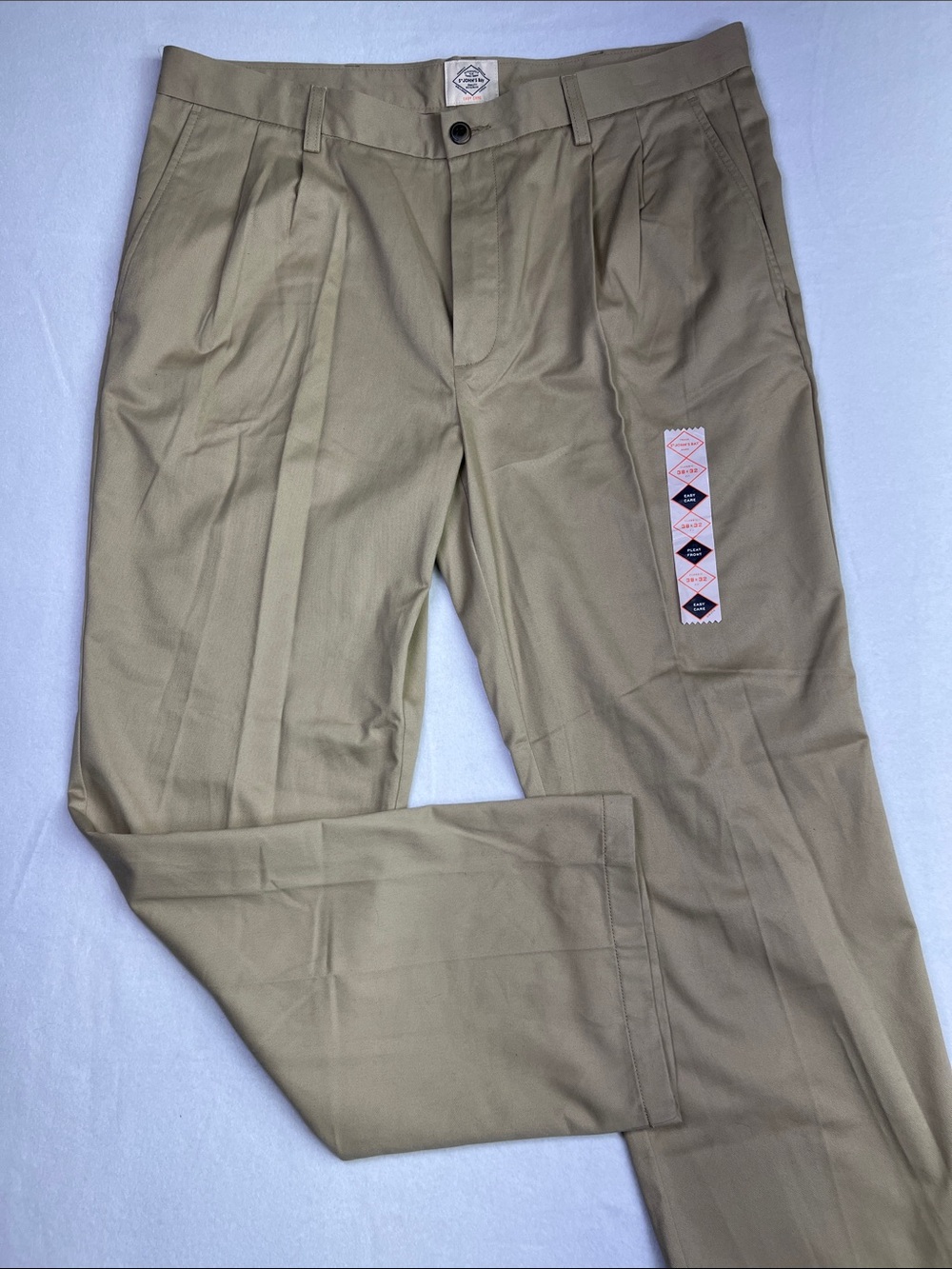 St. John's Bay Men's Tan Pleated Chino Pants